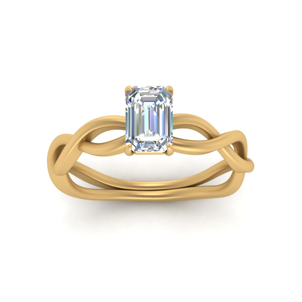Emerald Cut Infinity Twisted Solitaire Ring