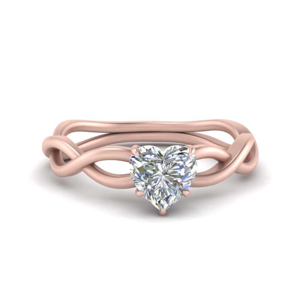 Heart Shaped Infinity Twisted Solitaire Ring