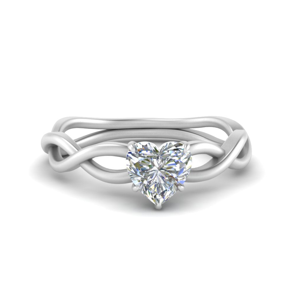 Heart Shaped Infinity Twisted Solitaire Ring