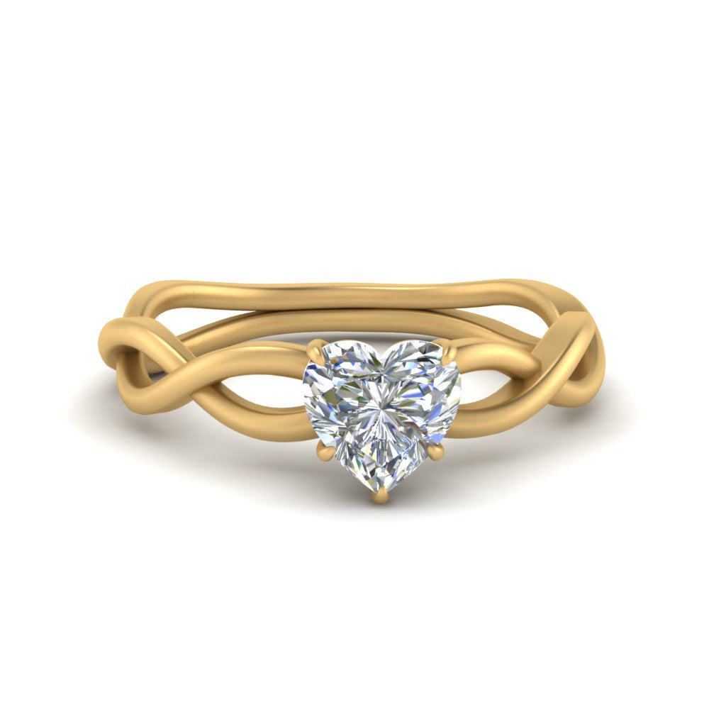Heart Shaped Infinity Twisted Solitaire Ring