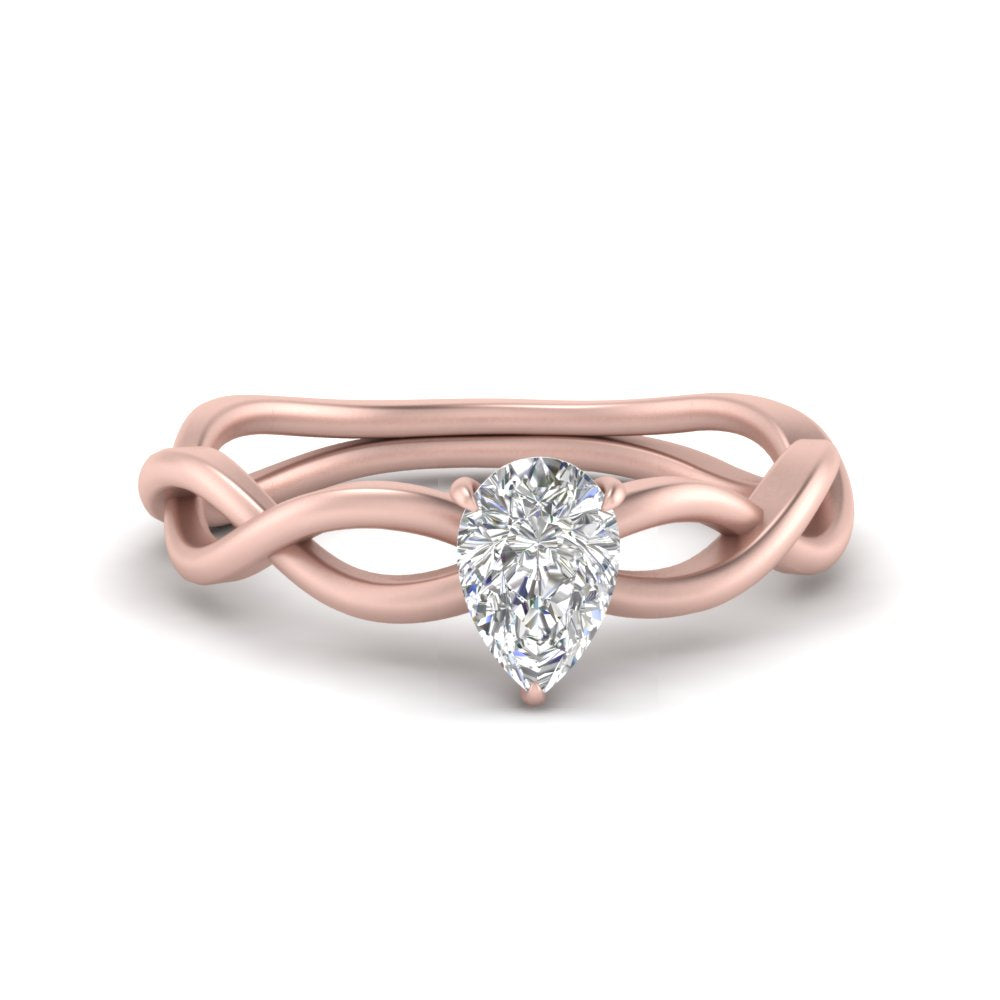 Pear Shaped Infinity Twisted Solitaire Ring
