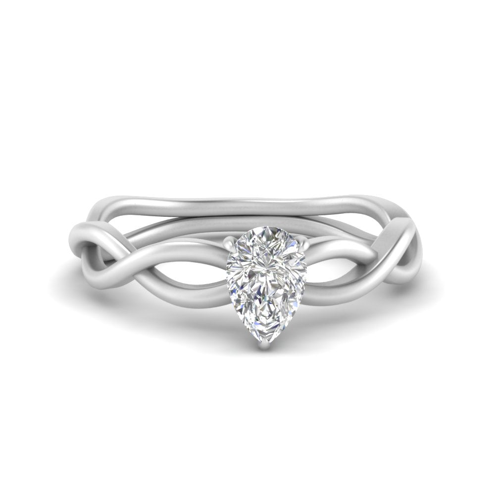 Pear Shaped Infinity Twisted Solitaire Ring