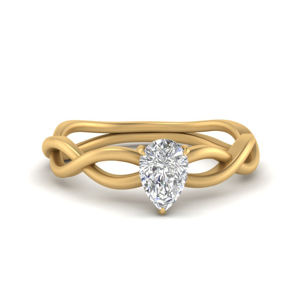Pear Shaped Infinity Twisted Solitaire Ring