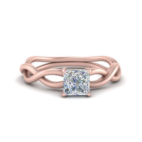 Princess Cut Infinity Twisted Solitaire Ring