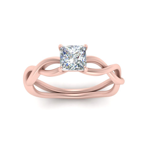 Princess Cut Infinity Twisted Solitaire Ring