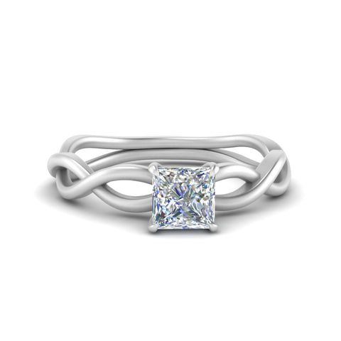 Princess Cut Infinity Twisted Solitaire Ring