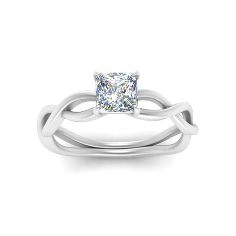 Princess Cut Infinity Twisted Solitaire Ring