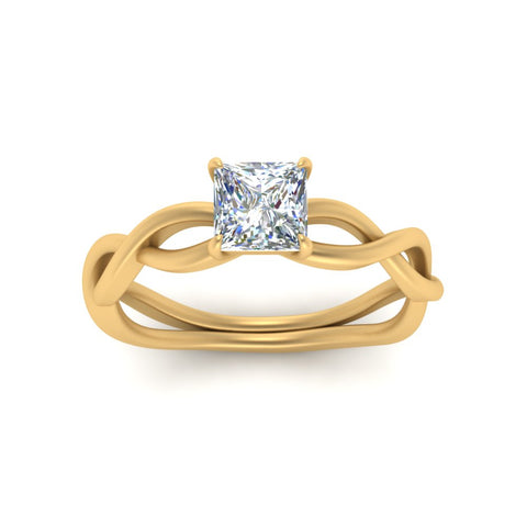 Princess Cut Infinity Twisted Solitaire Ring