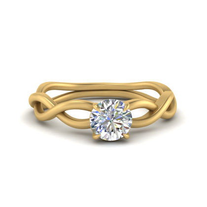 Round Cut Infinity Twisted Solitaire Ring