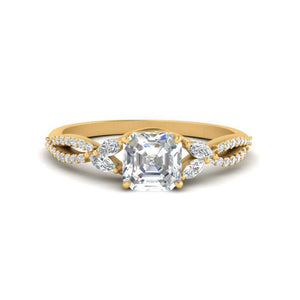 Lab Grown Asscher Cut Vine Style Engagement Ring