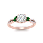 Load image into Gallery viewer, twisted-split-asscher-cut-vine-engagement-ring-with-emerald-in-rose-gold-FDENR3211ASRGEMGRANGLE3-NL-RG
