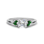 Load image into Gallery viewer, twisted-split-asscher-cut-vine-engagement-ring-with-emerald-in-white-gold-FDENR3211ASRGEMGRANGLE3-NL-WG