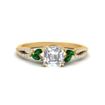 Load image into Gallery viewer, twisted-split-asscher-cut-vine-engagement-ring-with-emerald-in-yellow-gold-FDENR3211ASRGEMGRANGLE3-NL-YG