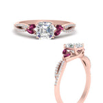 Load image into Gallery viewer, twisted-split-asscher-cut-vine-engagement-ring-with-pink-sapphire-in-rose-gold-FDENR3211ASRGSADRPIANGLE3-NL-RG
