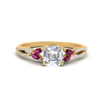 Load image into Gallery viewer, twisted-split-asscher-cut-vine-engagement-ring-with-pink-sapphire-in-yellow-gold-FDENR3211ASRGSADRPIANGLE3-NL-YG
