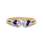 Load image into Gallery viewer, twisted-split-asscher-cut-vine-engagement-ring-with-sapphire-in-yellow-gold-FDENR3211ASRGSABLANGLE3-NL-YG
