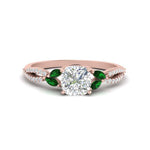 Load image into Gallery viewer, twisted-split-cushion-cut-vine-engagement-ring-with-emerald-in-rose-gold-FDENR3211CURGEMGRANGLE3-NL-RG