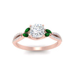 Load image into Gallery viewer, twisted-split-cushion-cut-vine-engagement-ring-with-emerald-in-rose-gold-FDENR3211CURGEMGRANGLE3-NL-RG