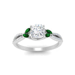 Load image into Gallery viewer, twisted-split-cushion-cut-vine-engagement-ring-with-emerald-in-white-gold-FDENR3211CURGEMGRANGLE3-NL-WG
