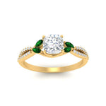 Load image into Gallery viewer, twisted-split-cushion-cut-vine-engagement-ring-with-emerald-in-yellow-gold-FDENR3211CURGEMGRANGLE3-NL-YG
