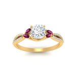 Load image into Gallery viewer, twisted-split-cushion-cut-vine-engagement-ring-with-pink-sapphire-in-yellow-gold-FDENR3211CURGSADRPIANGLE3-NL-YG
