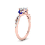 Load image into Gallery viewer, twisted-split-cushion-cut-vine-engagement-ring-with-sapphire-in-rose-gold-FDENR3211CURGSABLANGLE3-NL-RG