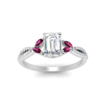 Load image into Gallery viewer, twisted-split-emerald-cut-vine-engagement-ring-with-pink-sapphire-in-white-gold-FDENR3211EMRGSADRPIANGLE3-NL-WG
