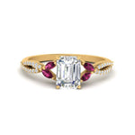 Load image into Gallery viewer, twisted-split-emerald-cut-vine-engagement-ring-with-pink-sapphire-in-yellow-gold-FDENR3211EMRGSADRPIANGLE3-NL-YG
