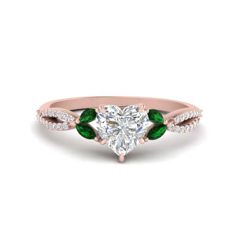 Heart+Shaped+Twisted+Vine+Luxury+Lab+Diamond+Bridal+Ring+Set+With+Emerald+In+18K+Rose+Gold-FDENR3211C-4