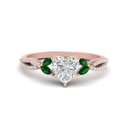 Heart+Shaped+Twisted+Vine+Luxury+Lab+Diamond+Bridal+Ring+Set+With+Emerald+In+18K+Rose+Gold-FDENR3211C-4