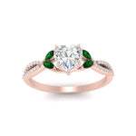 Load image into Gallery viewer, Heart+Shaped+Twisted+Vine+Luxury+Lab+Diamond+Bridal+Ring+Set+With+Emerald+In+18K+Rose+Gold-FDENR3211C-4
