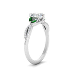 Load image into Gallery viewer, twisted-split-heart-shaped-vine-engagement-ring-with-emerald-in-white-gold-FDENR3211HTRGEMGRANGLE3-NL-WG