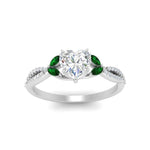Load image into Gallery viewer, twisted-split-heart-shaped-vine-engagement-ring-with-emerald-in-white-gold-FDENR3211HTRGEMGRANGLE3-NL-WG