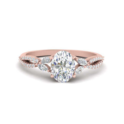 Lab Grown Oval Cut Twisted Split Vine Engagement Ring
