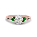 Load image into Gallery viewer, twisted-split-oval-shaped-vine-engagement-ring-with-emerald-in-rose-gold-FDENR3211OVRGEMGRANGLE3-NL-RG
