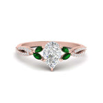 Load image into Gallery viewer, twisted-split-pear-shaped-vine-engagement-ring-with-emerald-in-rose-gold-FDENR3211PERGEMGRANGLE3-NL-RG
