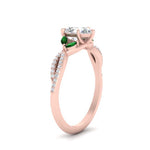 Load image into Gallery viewer, twisted-split-pear-shaped-vine-engagement-ring-with-emerald-in-rose-gold-FDENR3211PERGEMGRANGLE3-NL-RG
