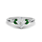 Load image into Gallery viewer, twisted-split-pear-shaped-vine-engagement-ring-with-emerald-in-white-gold-FDENR3211PERGEMGRANGLE3-NL-WG
