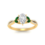 Load image into Gallery viewer, twisted-split-pear-shaped-vine-engagement-ring-with-emerald-in-yellow-gold-FDENR3211PERGEMGRANGLE3-NL-YG
