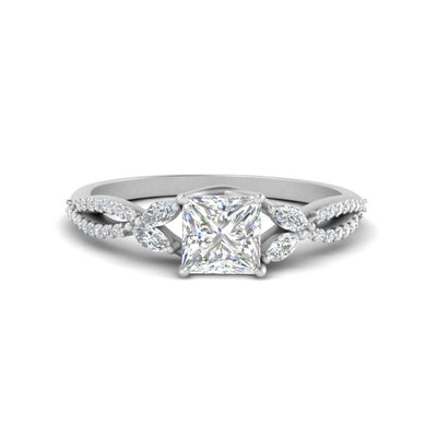 Princess Cut Floral Vine Lab Grown Engagement Ring