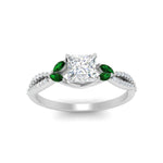 Load image into Gallery viewer, twisted-split-princess-cut-vine-engagement-ring-with-emerald-in-white-gold-FDENR3211PRRGEMGRANGLE3-NL-WG
