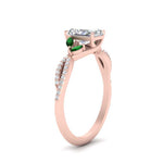 Load image into Gallery viewer, twisted-split-radiant-cut-vine-engagement-ring-with-emerald-in-rose-gold-FDENR3211RARGEMGRANGLE3-NL-RG
