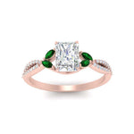 Load image into Gallery viewer, twisted-split-radiant-cut-vine-engagement-ring-with-emerald-in-rose-gold-FDENR3211RARGEMGRANGLE3-NL-RG
