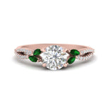 Load image into Gallery viewer, twisted-split-round-cut-vine-engagement-ring-with-emerald-in-rose-gold-FDENR3211RORGEMGRANGLE3-NL-RG
