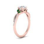 Load image into Gallery viewer, twisted-split-round-cut-vine-engagement-ring-with-emerald-in-rose-gold-FDENR3211RORGEMGRANGLE3-NL-RG

