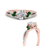 Load image into Gallery viewer, twisted-split-round-cut-vine-engagement-ring-with-emerald-in-rose-gold-FDENR3211RORGEMGRANGLE3-NL-RG
