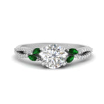 Load image into Gallery viewer, twisted-split-round-cut-vine-engagement-ring-with-emerald-in-white-gold-FDENR3211RORGEMGRANGLE3-NL-WG
