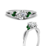 Load image into Gallery viewer, twisted-split-round-cut-vine-engagement-ring-with-emerald-in-white-gold-FDENR3211RORGEMGRANGLE3-NL-WG
