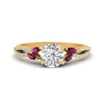 Load image into Gallery viewer, twisted-split-round-cut-vine-engagement-ring-with-pink-sapphire-in-yellow-gold-FDENR3211RORGSADRPIANGLE3-NL-YG
