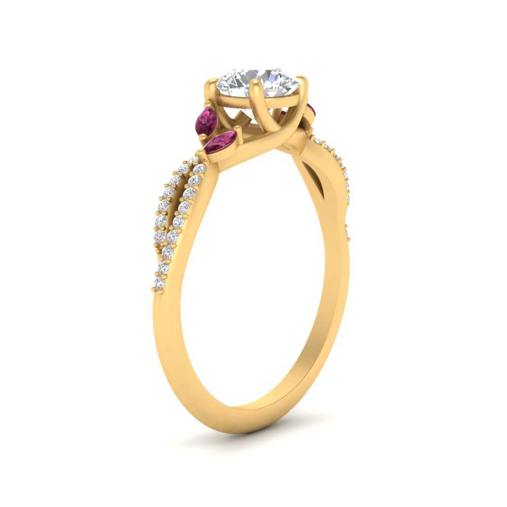 twisted-split-round-cut-vine-engagement-ring-with-pink-sapphire-in-yellow-gold-FDENR3211RORGSADRPIANGLE3-NL-YG